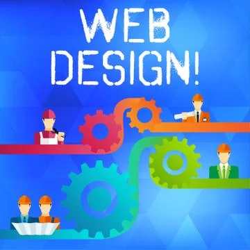 Text sign showing Web Design. Conceptual photo process of creating websites c Illustrazione stock