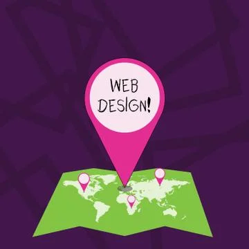 Text sign showing Web Design. Conceptual photo process of creating websites c Illustrazione stock