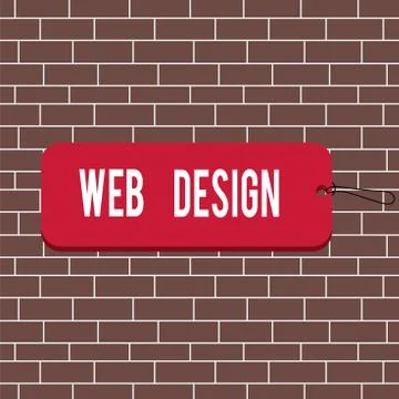 Text sign showing Web Design. Conceptual photo Website development Designing and Illustrazione stock