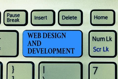 Text sign showing Web Design And Development. Conceptual photo skills in Stock-Fotos