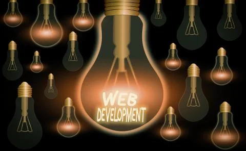Text sign showing Web Development. Conceptual photo work involved in developing Illustrazione stock