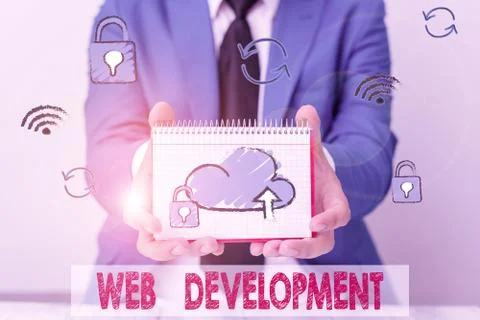 Text sign showing Web Development. Conceptual photo dealing with developing Foto stock