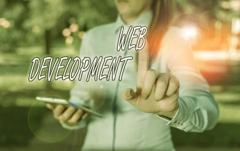Text sign showing Web Development. Conceptual photo dealing with developing Foto stock