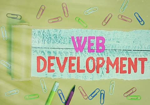 Text sign showing Web Development. Conceptual photo work involved in developing Stock Photos