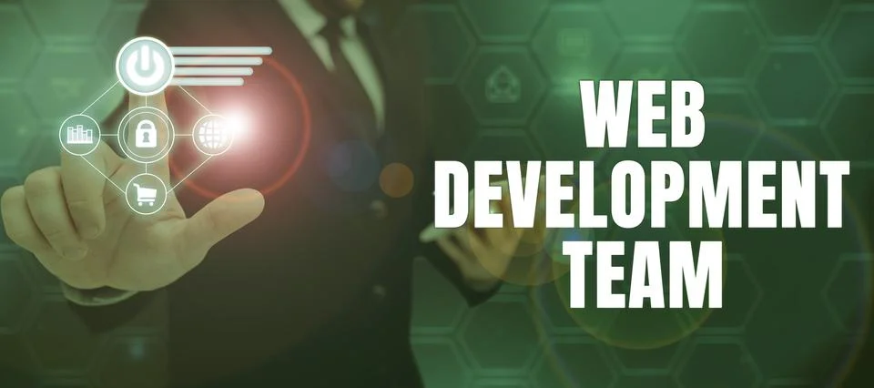 Text sign showing Web Development Team. Internet Concept in control of all the 스톡 사진