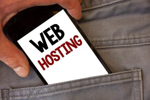 Text sign showing Web Hosting. Conceptual photos Server service that allows s Foto stock