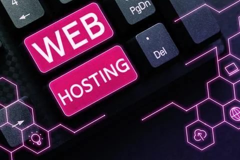 Text sign showing Web Hosting. Business concept The activity of providing Stock Photos