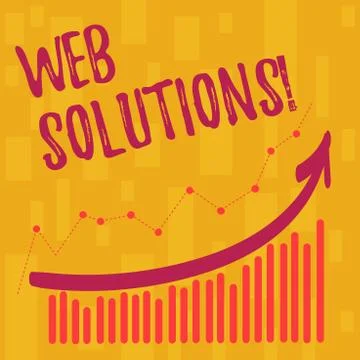 Text sign showing Web Solutions. Conceptual photo program over network and Illustrazione stock