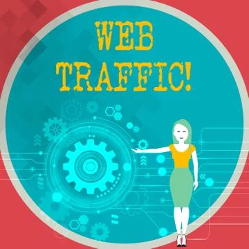 Text sign showing Web Traffic. Conceptual photo amount of data sent and received Illustrazione stock