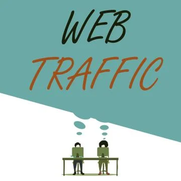 Text sign showing Web Traffic. Conceptual photo the amount of data sent and Stockillustratie
