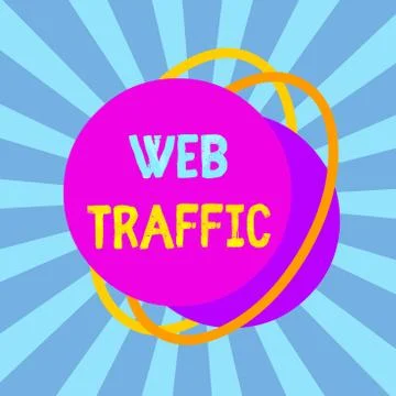 Text sign showing Web Traffic. Conceptual photo the amount of data sent and Stockillustratie