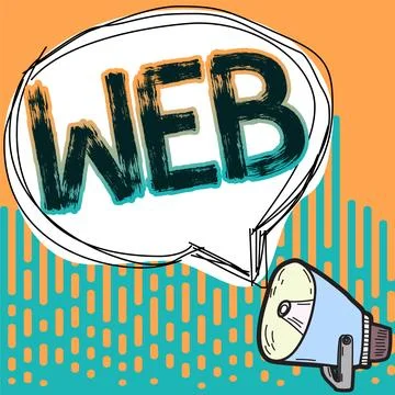 Text sign showing Web. Word for a system of Internet servers that support Illustrazione stock