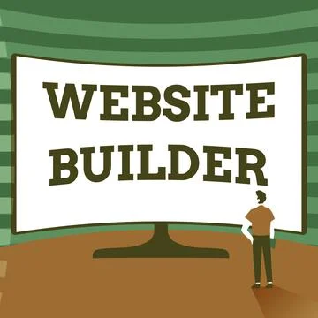 Text sign showing Website Builder. Word for construction of websites without Illustrazione stock