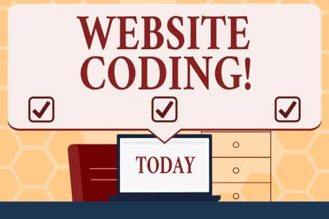 Text sign showing Website Coding. Conceptual photo system of symbols and rules Stock Illustration