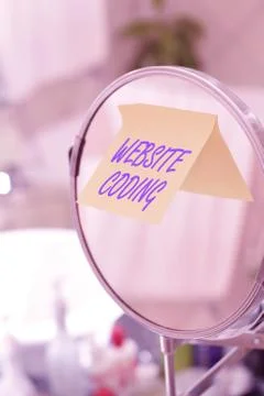 Text sign showing Website Coding. Conceptual photo system of symbols and rules Stock Photos