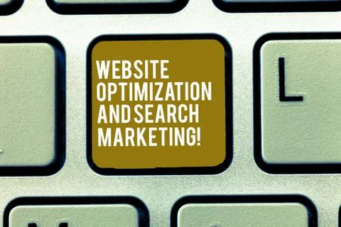 Text sign showing Website Optimization And Search Marketing. Conceptual photo Stockfoto's