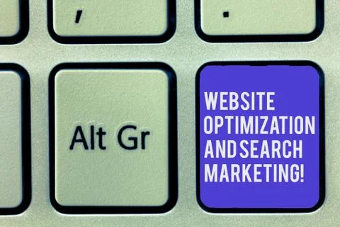 Text sign showing Website Optimization And Search Marketing. Conceptual photo Stockfoto's