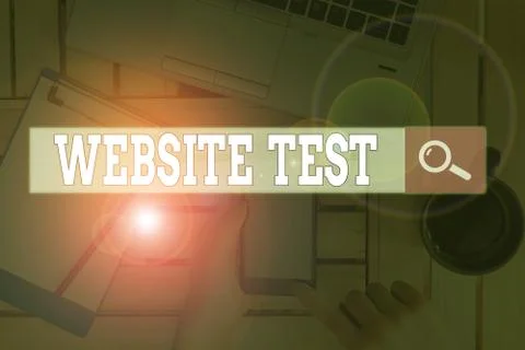 Text sign showing Website Test. Conceptual photo test the websites or web Stock Photos