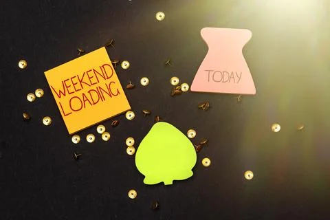 Text sign showing Weekend Loading. Business approach Starting Friday party relax 스톡 사진