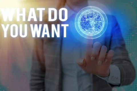 Text sign showing What Do You Want. Conceptual photo used for offering something Stock Photos
