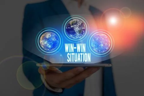 Text sign showing Win Win Situation. Conceptual photo situation where all the Stock Photos