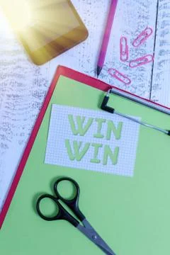Text sign showing Win Win. Conceptual photo balanced situation resulting into Stock Photos