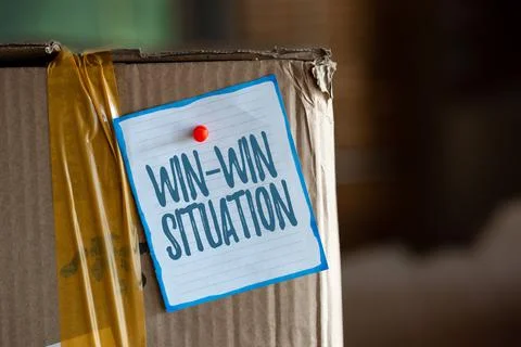 Text sign showing Win Win Situation. Business approach situation where all the 스톡 사진