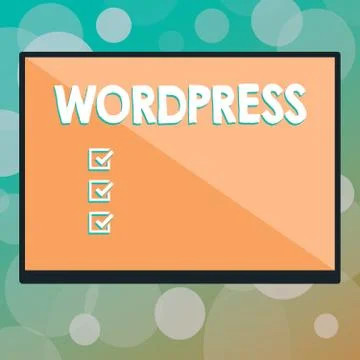 Text sign showing Wordpress. Conceptual photo free source publishing software 스톡 일러스트