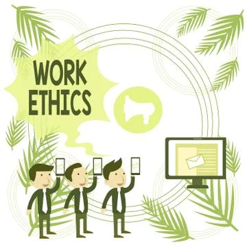 Text sign showing Work Ethics. Conceptual photo A set of values centered on the Illustrazione stock