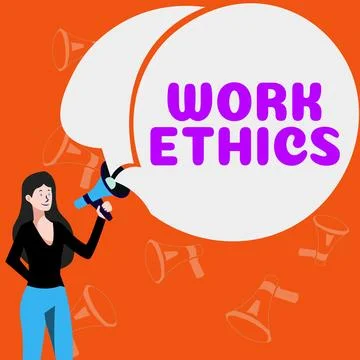 Text sign showing Work Ethics. Word for A set of values centered on the Illustrazione stock