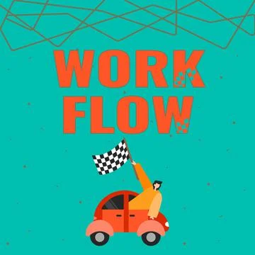 Text sign showing Work Flow. Word for Continuity of a certain task to and from Illustrazione stock