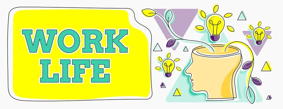 Text sign showing Work Life, Concept meaning An everyday task to ern money to Illustrazione stock