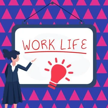 Text sign showing Work Life. Internet Concept An everyday task to ern money to 스톡 일러스트