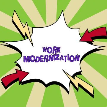 Text sign showing Work Modernization. Business concept changing product service 스톡 일러스트