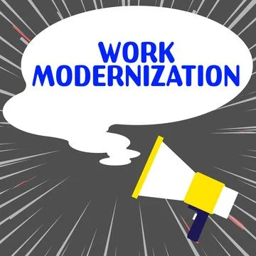 Text sign showing Work Modernization. Internet Concept changing product service 스톡 일러스트