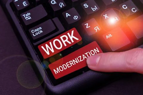 Text sign showing Work Modernization. Business overview changing product service 库存照片