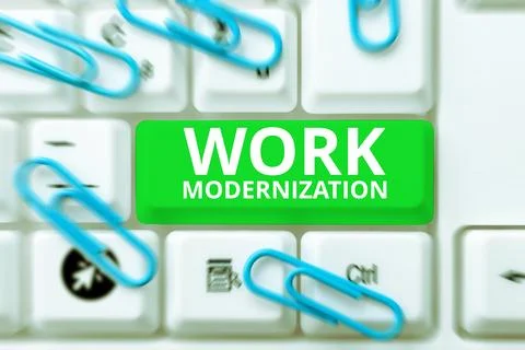 Text sign showing Work Modernization. Internet Concept changing product service Stock Photos