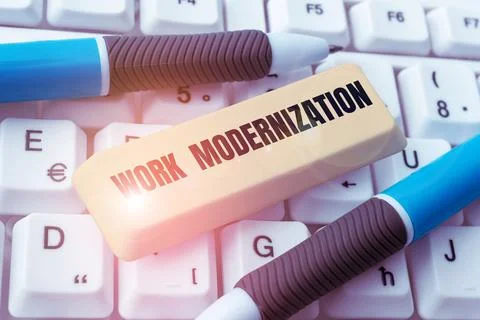 Text sign showing Work Modernization. Business concept changing product service 库存照片