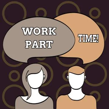 Text sign showing Work Part Time. Conceptual photo A job that is not Illustrazione stock