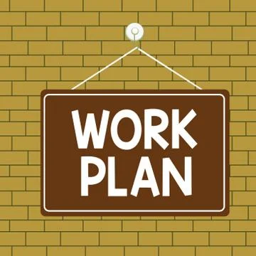 Text sign showing Work Plan. Conceptual photo project to be accomplished and Illustrazione stock
