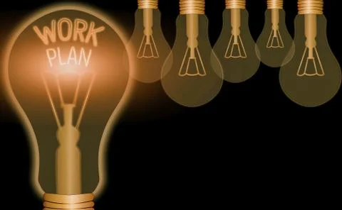 Text sign showing Work Plan. Conceptual photo project to be accomplished and Illustrazione stock