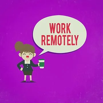 Text sign showing Work Remotely. Conceptual photo fresh working style where 스톡 일러스트