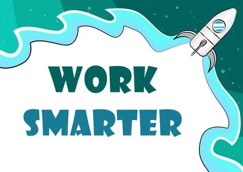 Text sign showing Work Smarter. Business idea Efficiency Be clever in your job Stock Illustration