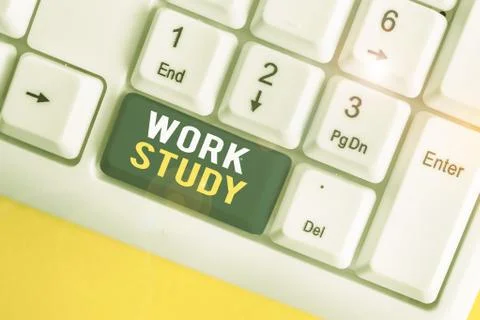 Text sign showing Work Study. Conceptual photo college program that enables Stock Photos