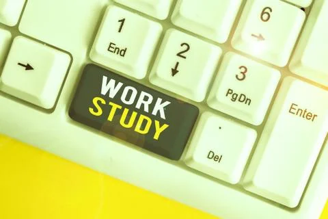 Text sign showing Work Study. Conceptual photo college program that enables Stock Photos