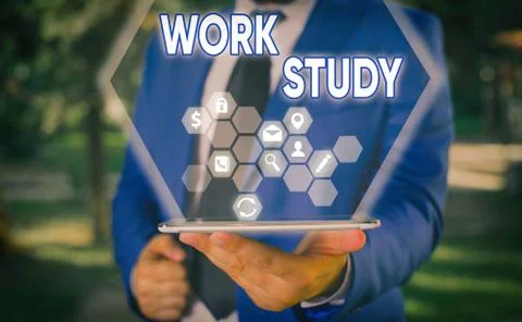 Text sign showing Work Study. Conceptual photo college program that enables Stock Photos