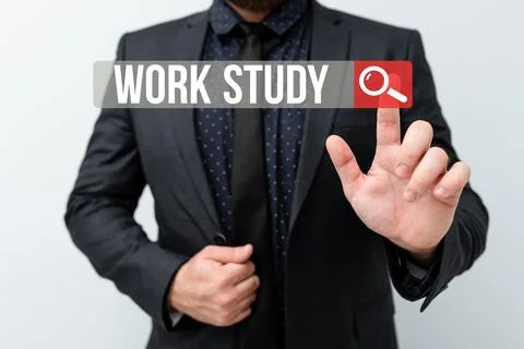 Text sign showing Work Study. Word for college program that enables students to 스톡 사진