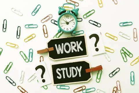 Text sign showing Work Study. Business showcase college program that enables 스톡 사진