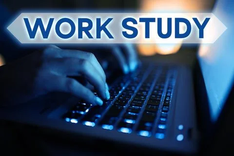 Text sign showing Work Study. Word for college program that enables students to Stock Photos