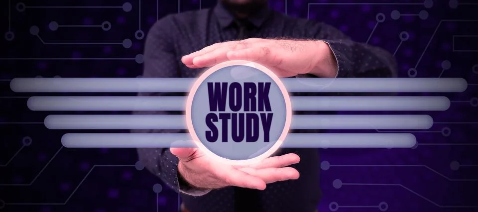 Text sign showing Work Study. Business concept college program that enables Stock Photos
